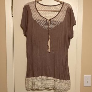 23 Love street mocha cream tunic shirt